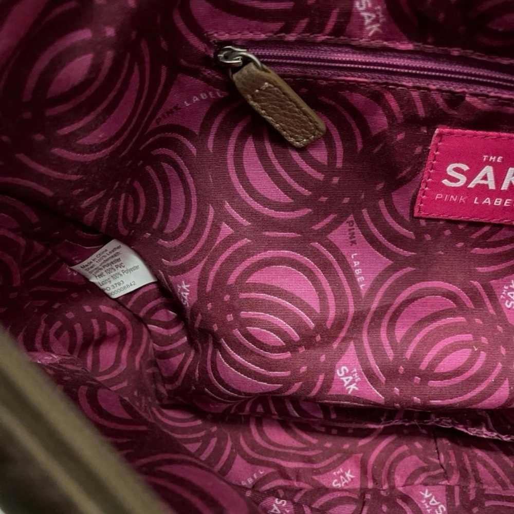 The Sak Leather Shoulder Bag Metallic Gold  Barrel Bag Pink Label - Picture 6 of 12